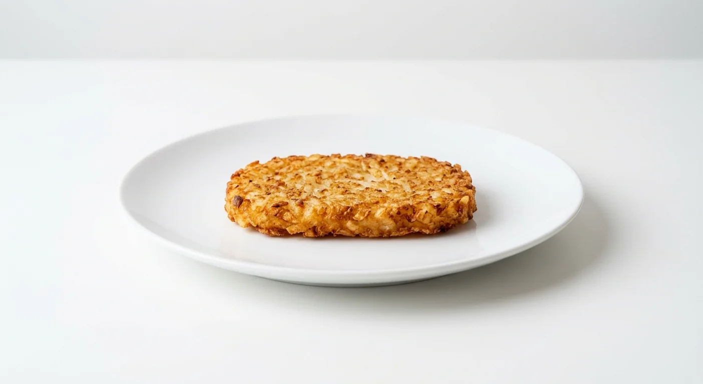 Popeyes Hash Brown, a crisp golden hash brown on a white plate, nutrition and calories