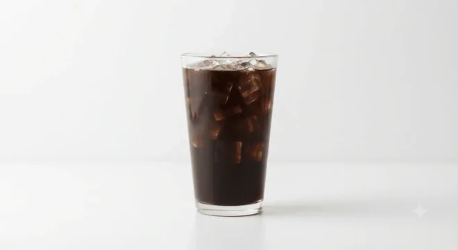 Costa Iced Americano Black (Large), black coffee over ice in a clear glass, nutrition and calories