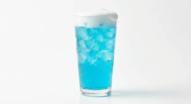 McDonald's US Sprite Berry Blast, an electric blue Sprite over crushed ice topped with white cold foam