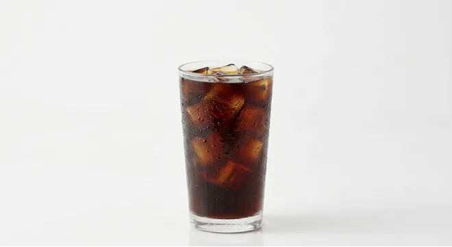Burger King US Black Iced Coffee (Extra Large), black iced coffee over ice in a tall clear glass, nutrition and calories