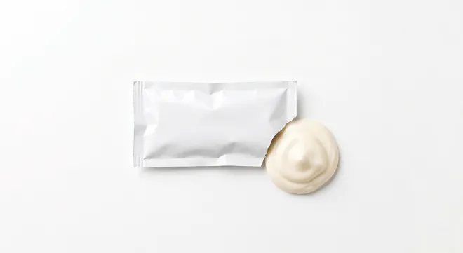 Burger King US Mayo Packet, a plain white sachet with a dollop of mayonnaise, nutrition and calories