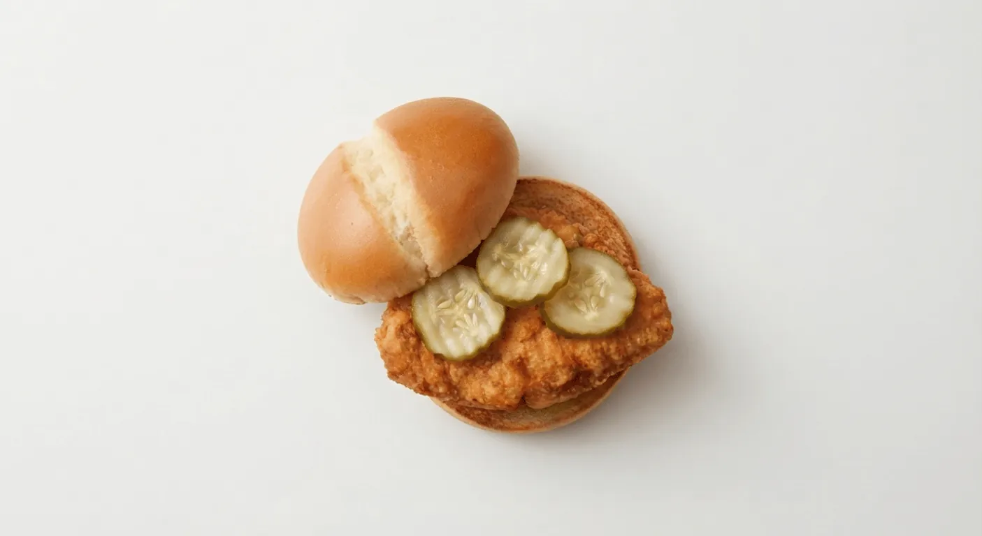 McDonald's US McCrispy with a crispy breaded chicken fillet and crinkle cut pickles in a toasted potato roll