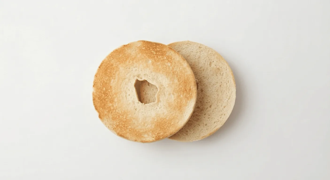 McDonald's US Plain Bagel, split and toasted, with both halves shown cut side up