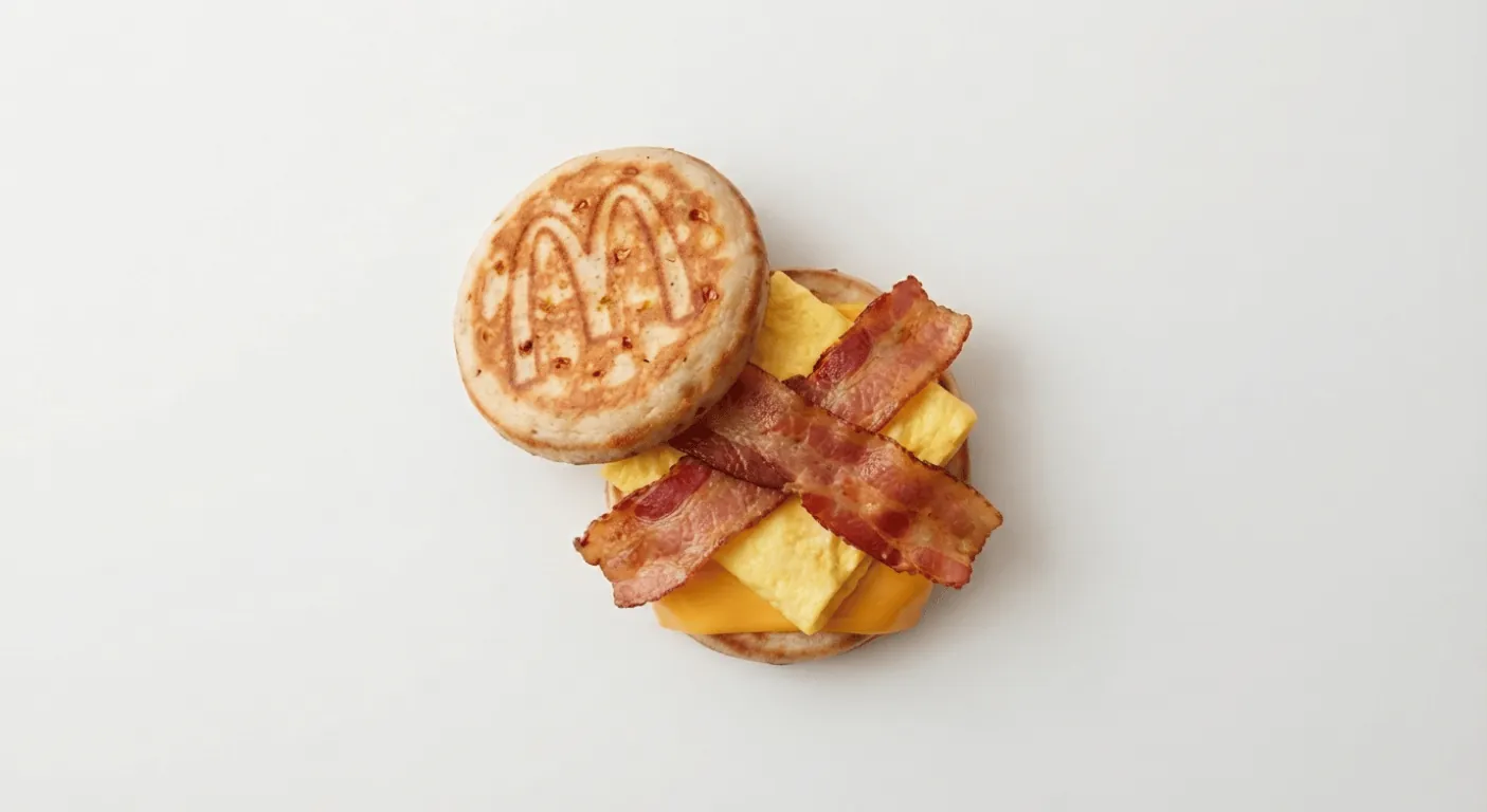 McDonald's US Bacon, Egg & Cheese McGriddles with folded egg, American cheese and bacon between maple griddle cakes