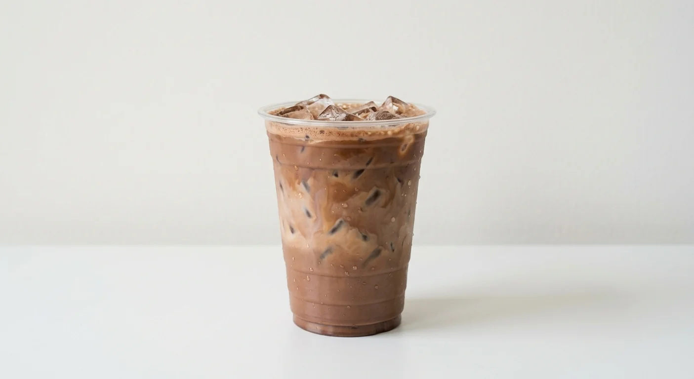 Costa Iced Mocha (Small, Coconut Milk), iced mocha over ice in a clear cup, nutrition and calories