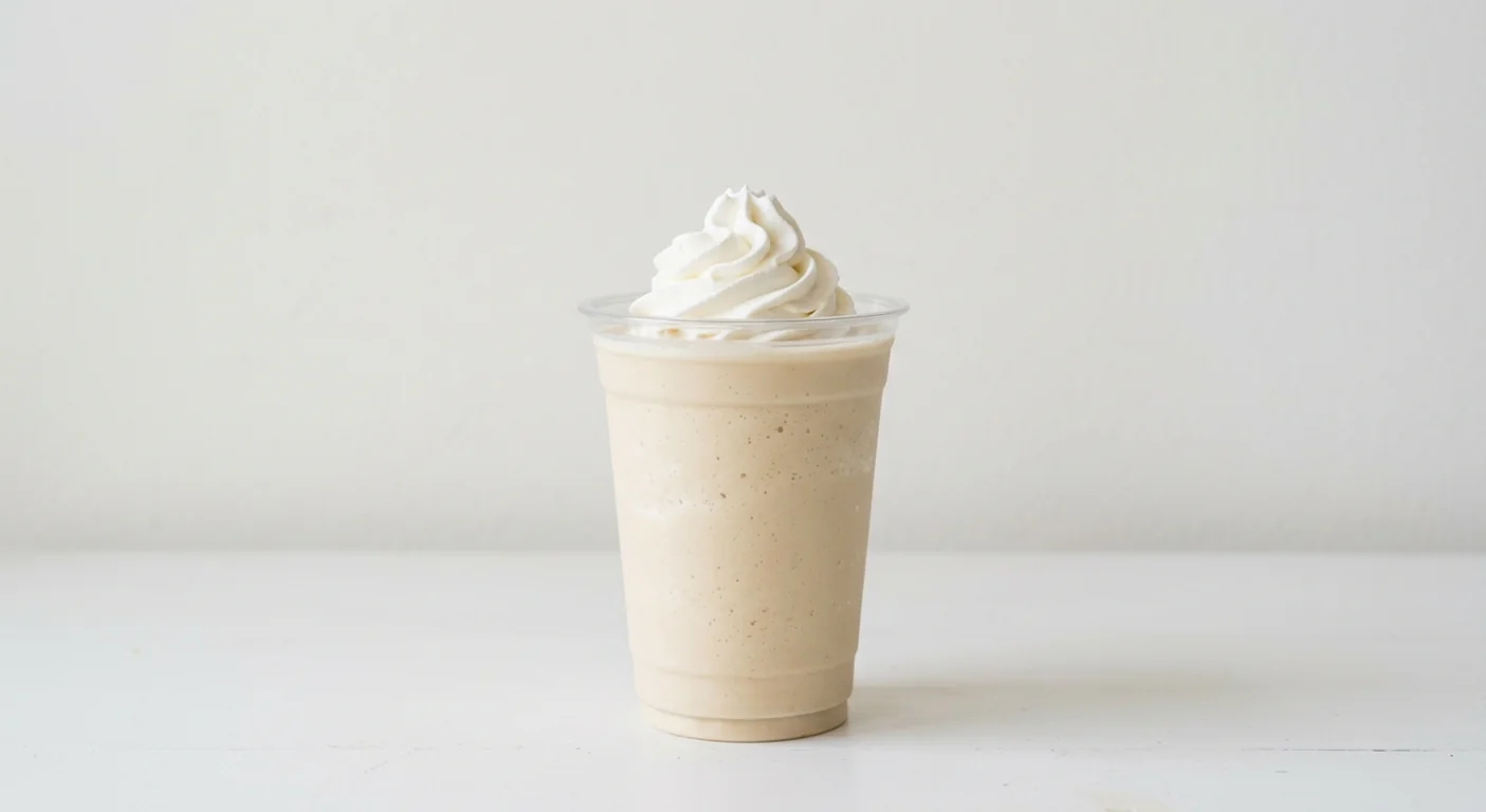 Costa Hazelnut Creme Frappe (Medium, Oat Milk), blended hazelnut frappé topped with whipped cream in a clear cup, nutrition and calories