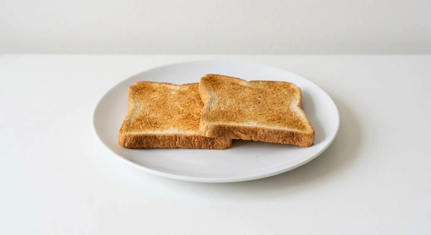 Costa White Toast (Without Butter), two slices of plain white toast on a white plate, nutrition and calories