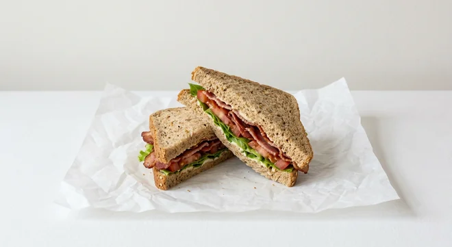 Costa BLT Sandwich, BLT sandwich on malted brown bread cut into two triangles, nutrition and calories