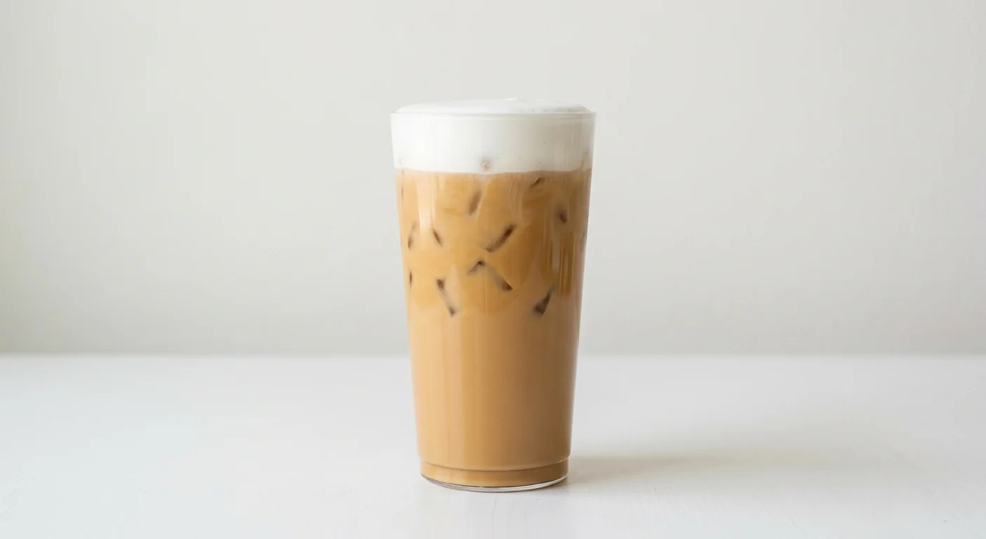 Costa Iced Flat White with Whipped Milk (Soya Milk), iced flat white topped with whipped milk foam in a tall glass, nutrition and calories