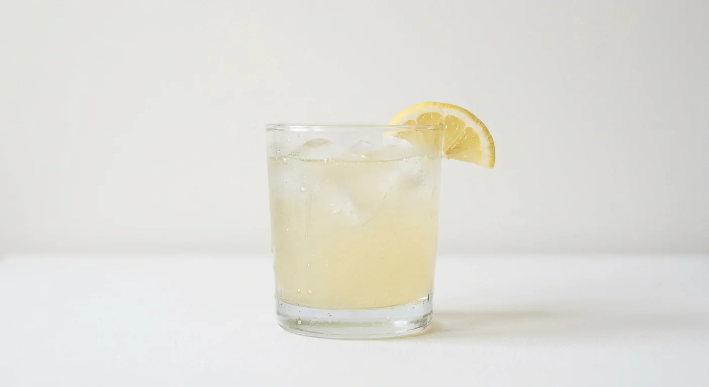 Costa Still Lemonade (Medium), cloudy still lemonade with ice and a lemon wedge in a glass tumbler, nutrition and calories