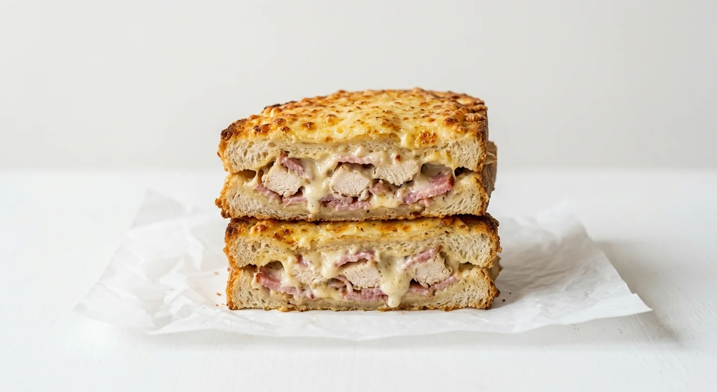 Costa Roast Chicken & Bacon Toastie, cheese-topped toastie filled with roast chicken and bacon in cheese sauce, cut in half, nutrition and calories