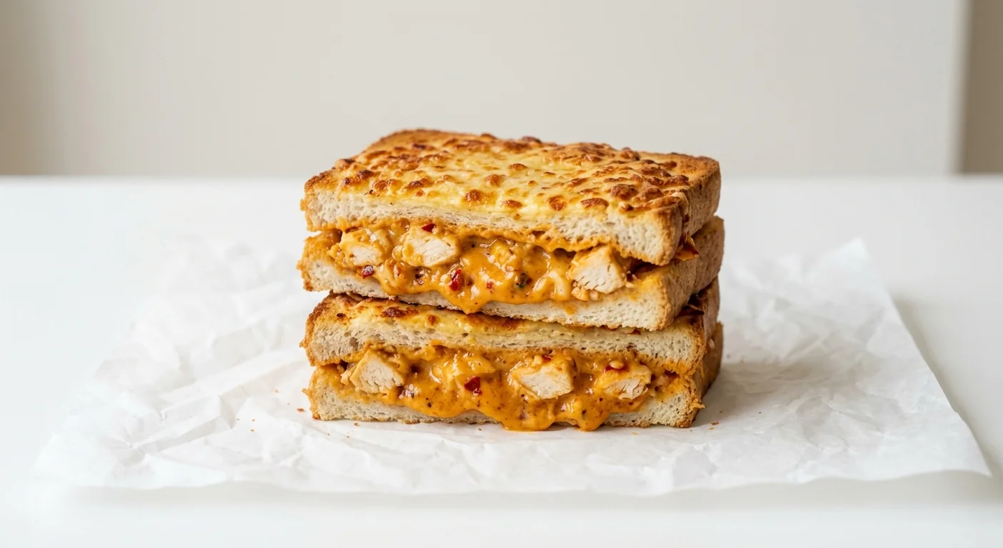 Costa Nacho Chilli Cheese & Chicken Toastie, cheese-topped toastie filled with chicken in chilli cheese sauce, cut in half, nutrition and calories
