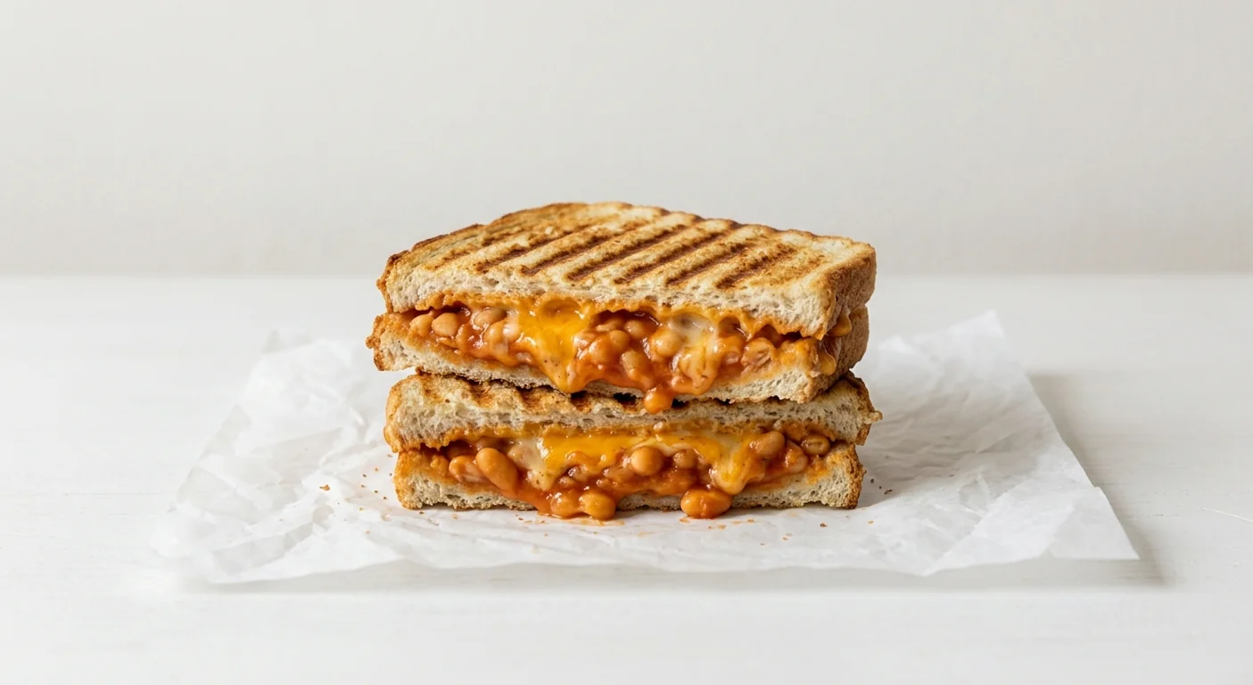 Costa Heinz Beanz & Cheese Toastie, grilled white bread toastie filled with baked beans and melted cheese, cut in half, nutrition and calories