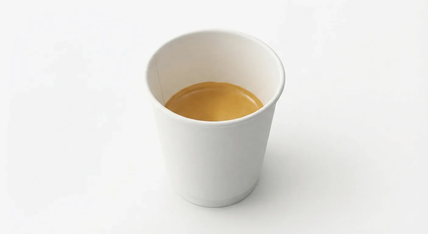 LEON Espresso (Double), espresso in a plain white paper cup, nutrition and calories