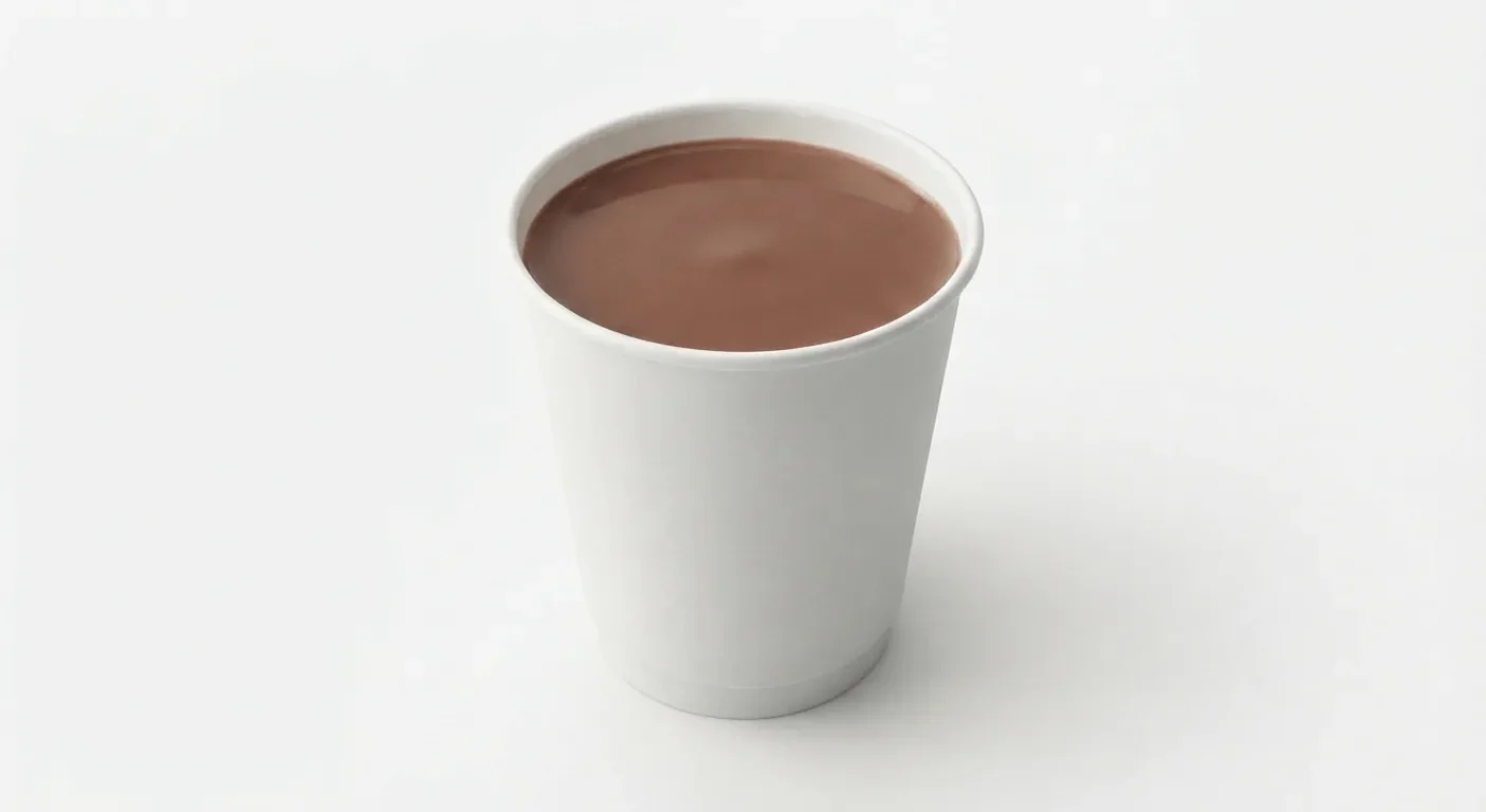 LEON Hot Chocolate (Soya Milk, Regular), hot chocolate in a plain white paper cup, nutrition and calories