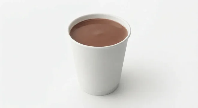 LEON Hot Chocolate (Soya Milk, Regular), hot chocolate in a plain white paper cup, nutrition and calories