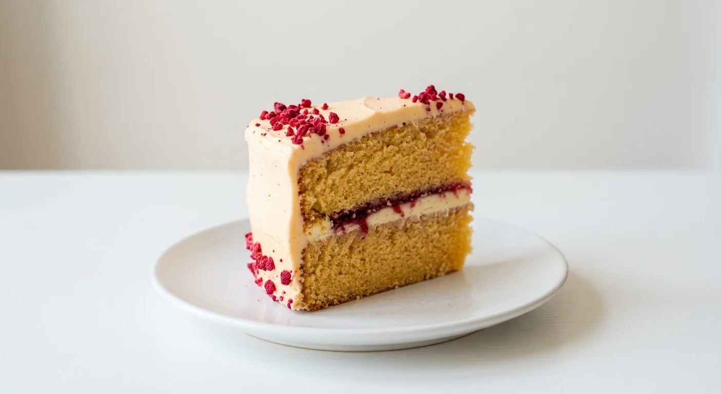 Costa Coffee Orange and Raspberry Victoria Sponge, slice of orange sponge cake with raspberry jam and orange buttercream on a white plate, nutrition and calories