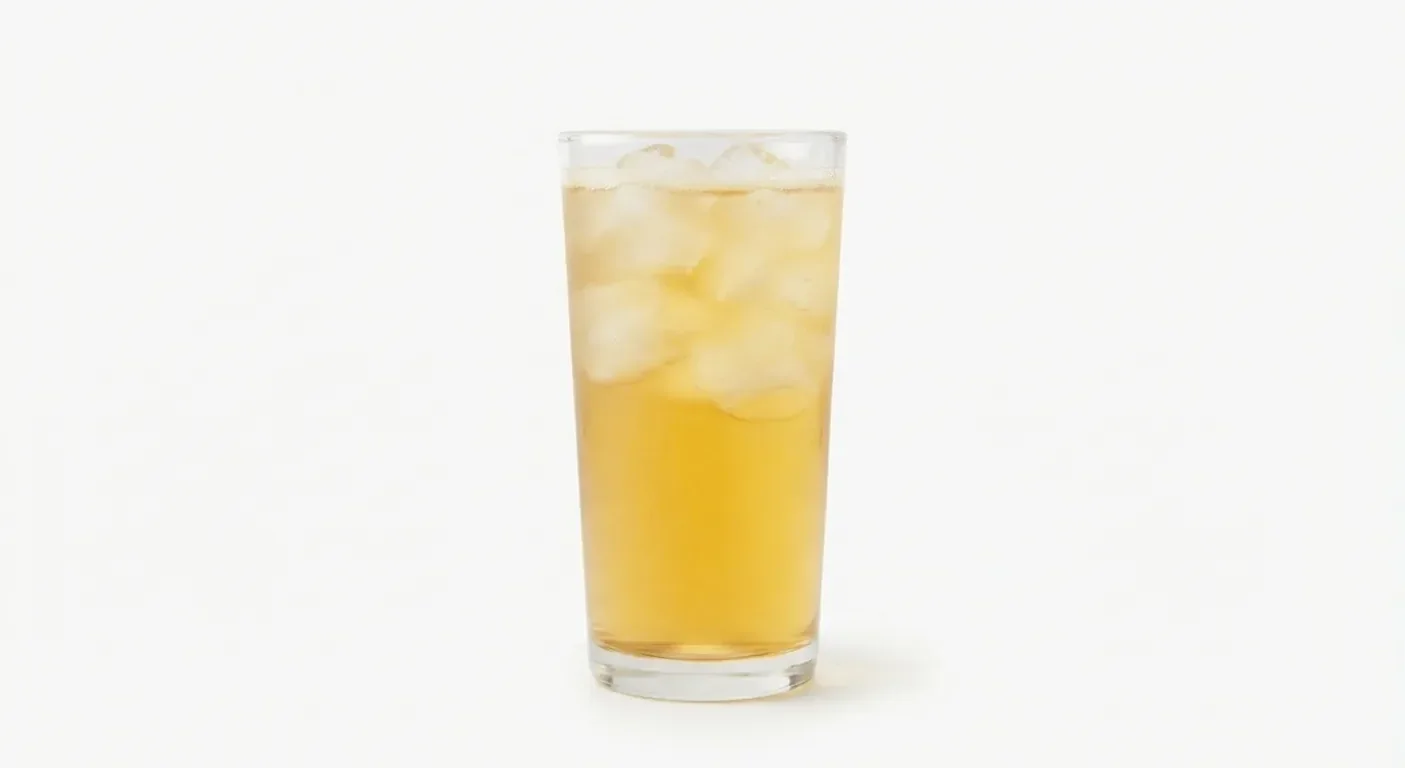 LEON Passionfruit Lemon Iced Tea (Regular), passionfruit and lemon iced tea over ice in a tall glass, nutrition and calories