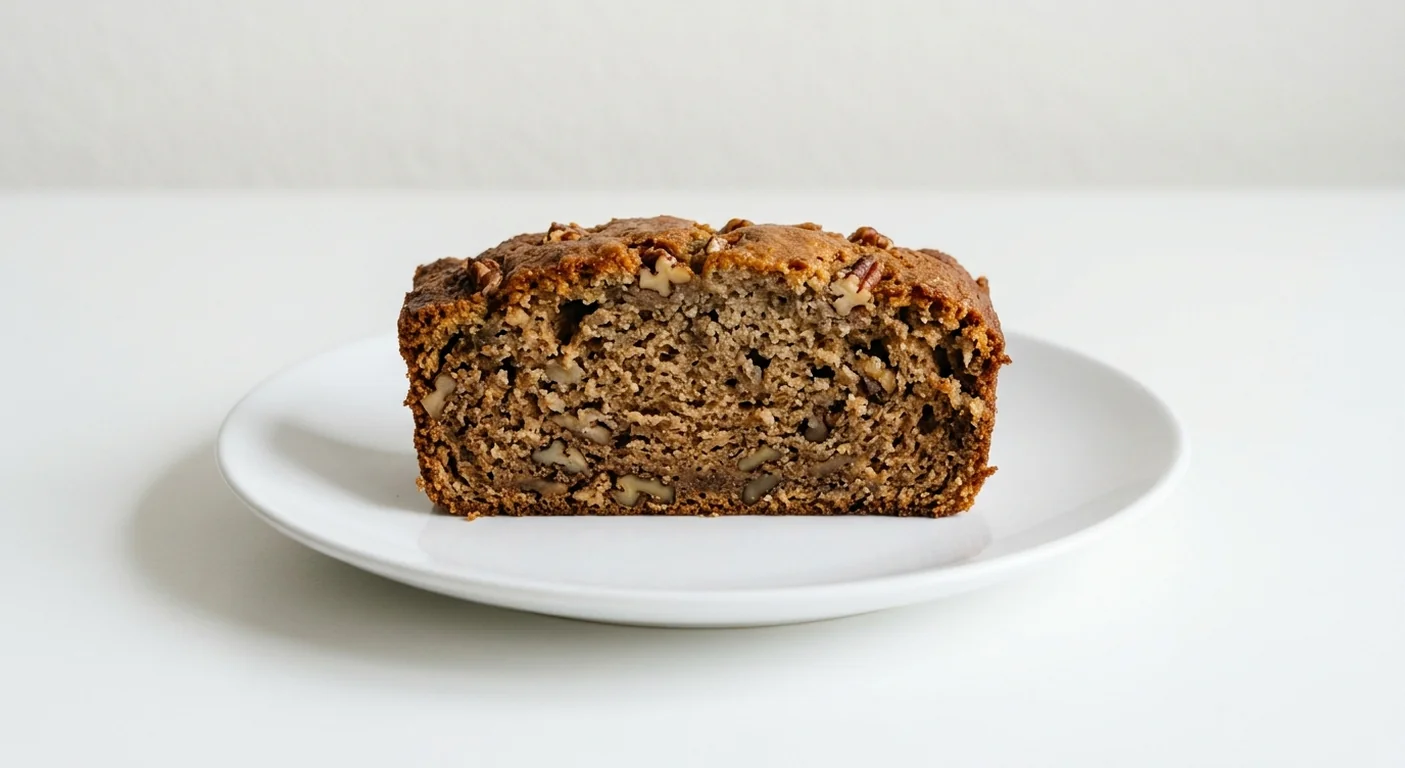 Costa Coffee Banana and Pecan Loaf Cake, banana and pecan loaf cake on a white plate, nutrition and calories
