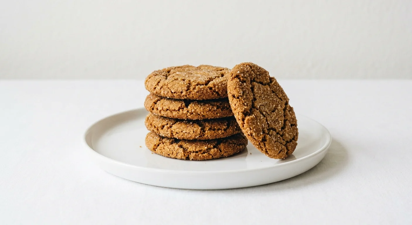 Costa Ginger Biscuits, stack of round crisp ginger biscuits on a white plate, nutrition and calories