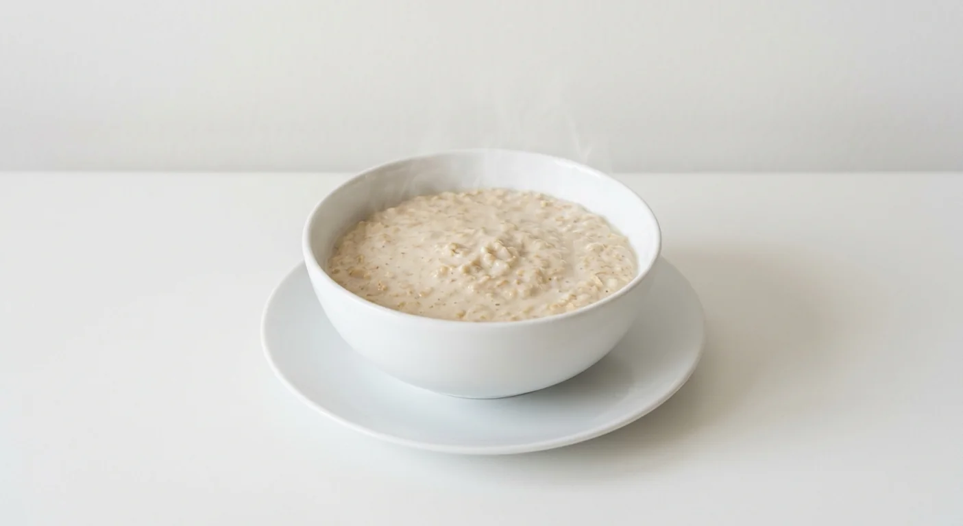 Costa Instant Wholegrain Porridge, bowl of creamy wholegrain oat porridge on a white plate, nutrition and calories