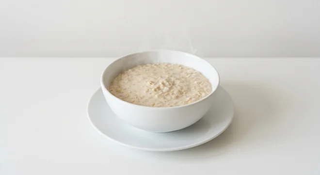 Costa Instant Wholegrain Porridge, bowl of creamy wholegrain oat porridge on a white plate, nutrition and calories