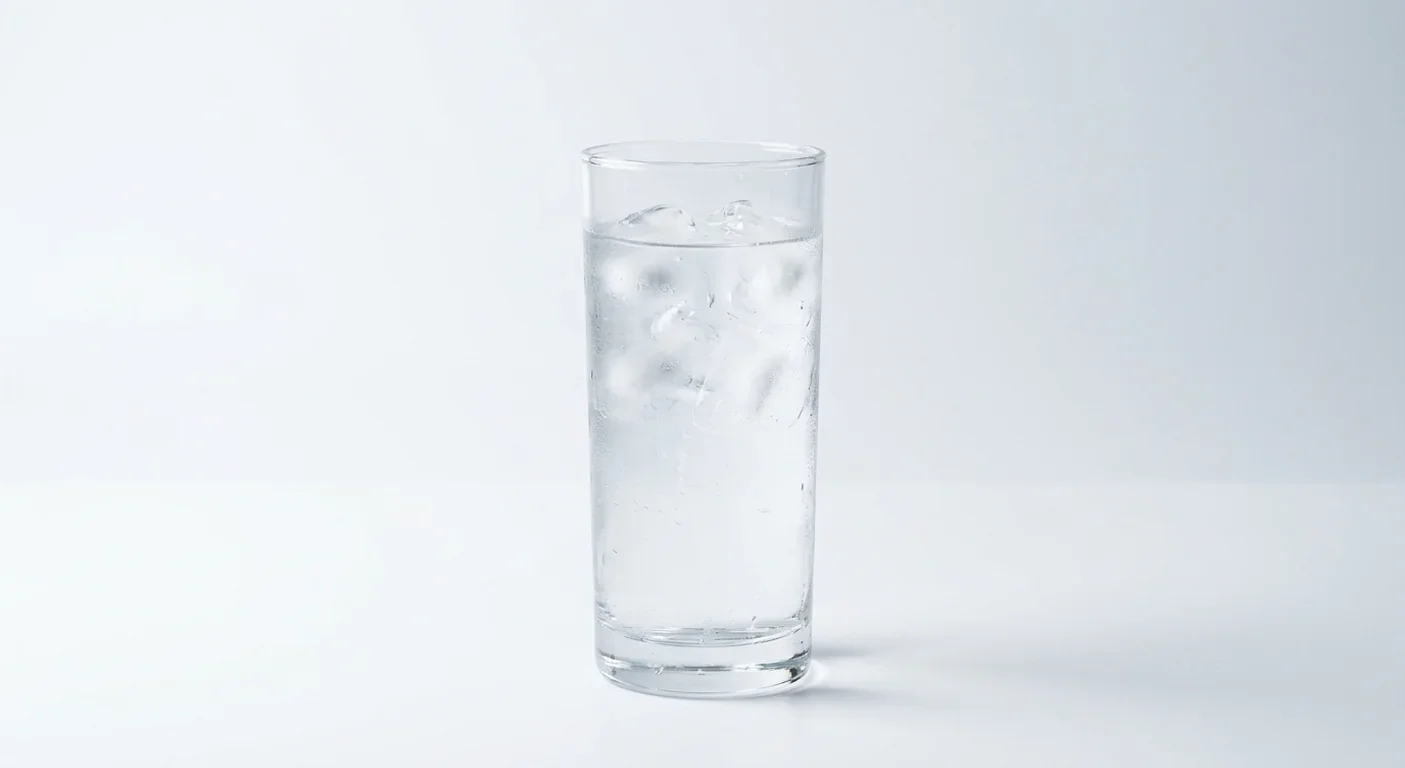 Chick-fil-A Deep RiverRock Still Bottled Water, still water over ice in a tall clear glass, nutrition and calories