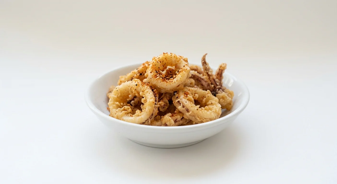 Wagamama Chilli Squid, crispy fried squid dusted with shichimi spice in a white bowl, nutrition and calories