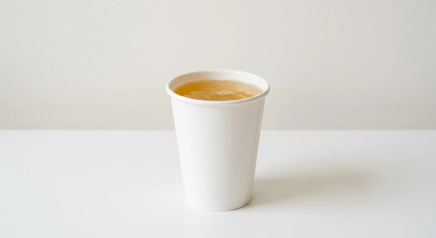 LEON Lemon and Ginger Tea, lemon and ginger tea in a plain white paper cup, nutrition and calories