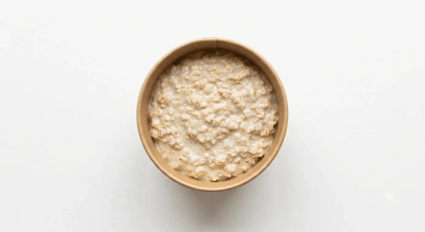 Subway Quaker Oats Hearty Original, plain oat porridge in a bowl on a white surface, nutrition and calories