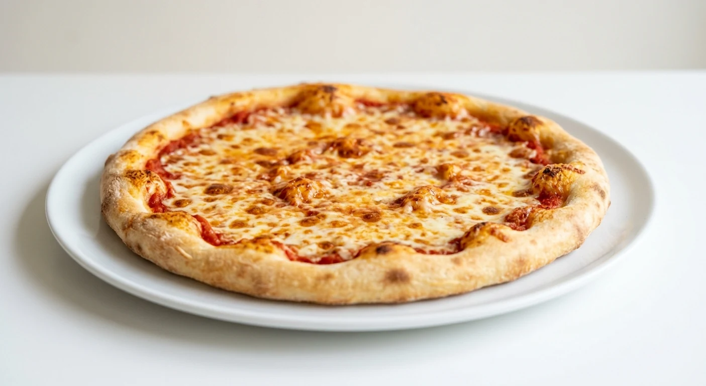 Pizza Express Margherita (Classic), round pizza with tomato and melted mozzarella on a white plate, nutrition and calories