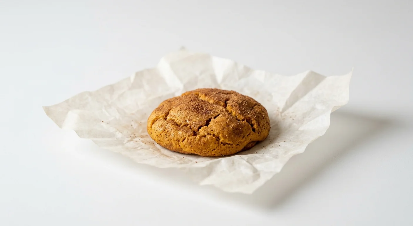 Subway Pumpkin Spiced Cookie, pumpkin spiced cookie dusted with cinnamon on white paper, nutrition and calories