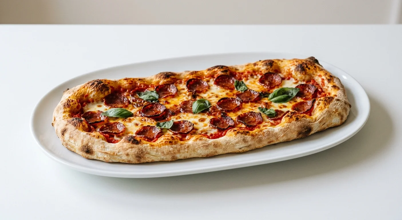 Zizzi Rustica Pepperoni Premio, long oval pizza with pepperoni and mozzarella, nutrition and calories