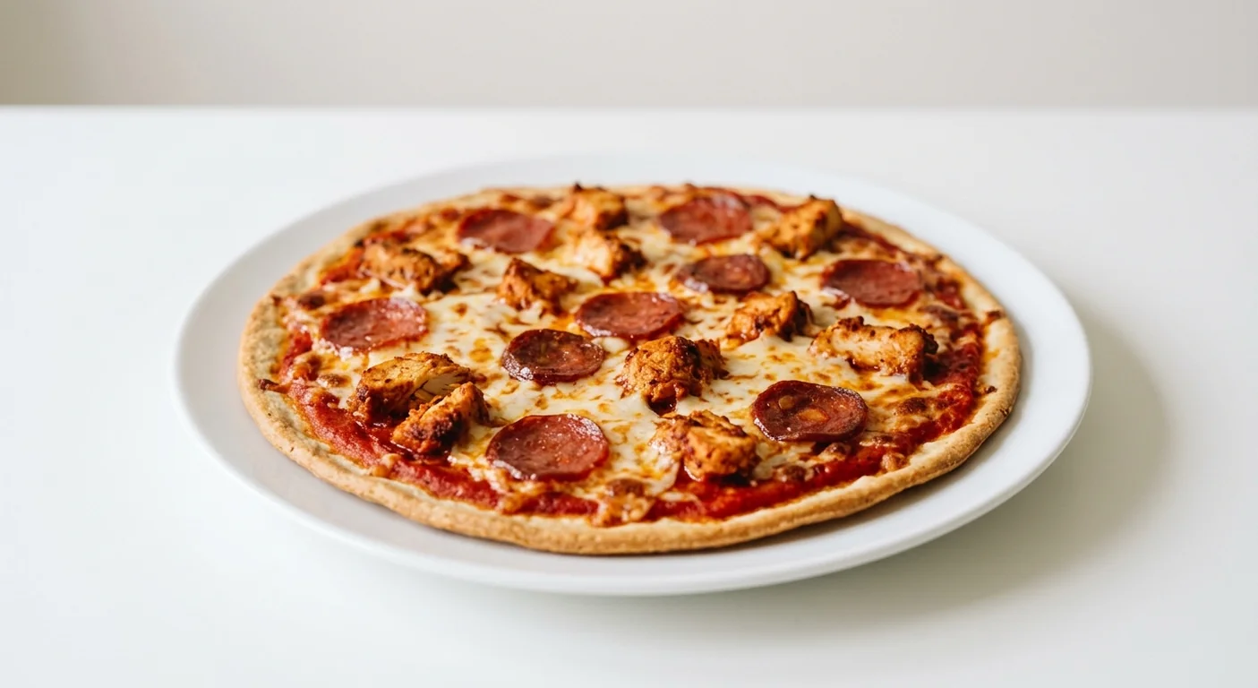 Zizzi Non-Gluten Meat Feast, round gluten-free pizza with harissa chicken, pepperoni, chorizo and mozzarella, nutrition and calories