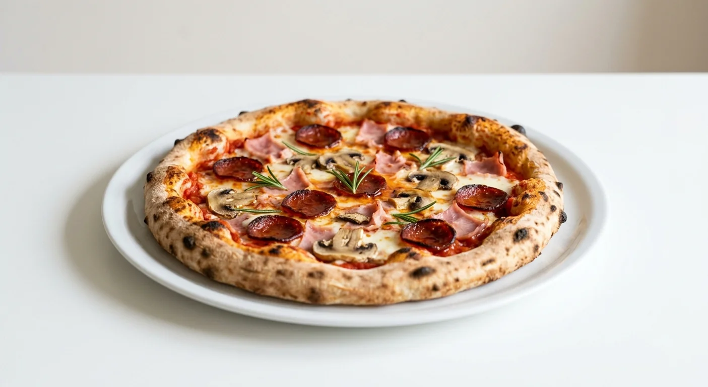 Zizzi Classic Pepperoni Campagna, round pizza with pepperoni, ham, mushrooms and mozzarella, nutrition and calories