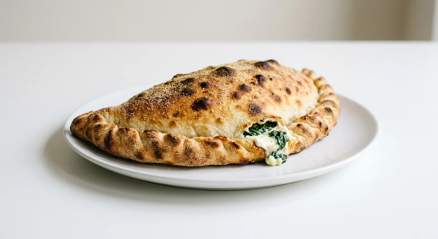 Zizzi Calzone Pollo Spinaci, folded calzone filled with roast chicken, prosciutto, spinach, mushrooms, mozzarella and bechamel, nutrition and calories