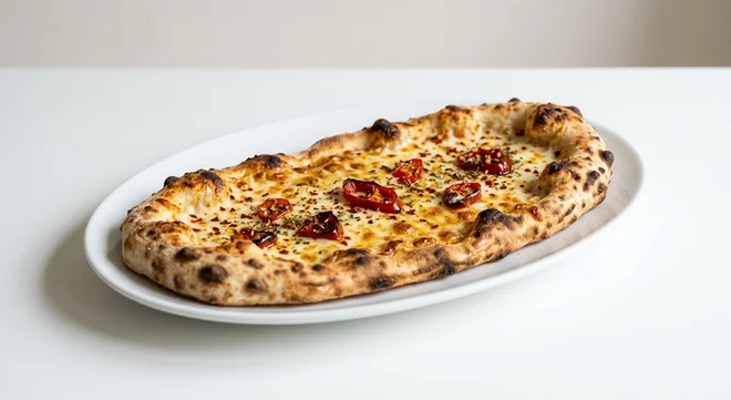 Zizzi Cheesy Chilli Garlic Bread, garlic flatbread topped with melted mozzarella, chilli flakes and roasted red chilli, nutrition and calories