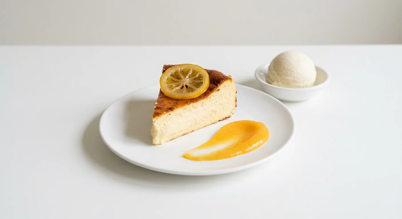 Zizzi Limoncello Basque, baked limoncello Basque cheesecake with candied lemon, lemon curd and vanilla gelato, nutrition and calories