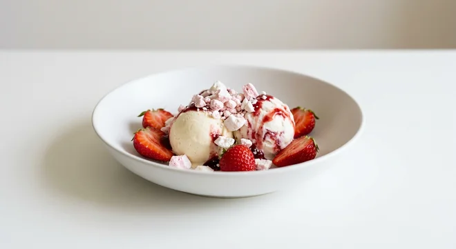 Zizzi Candy Floss Dolce, panna cotta and wild strawberry gelato with fresh strawberries, pink meringue and berry coulis, nutrition and calories