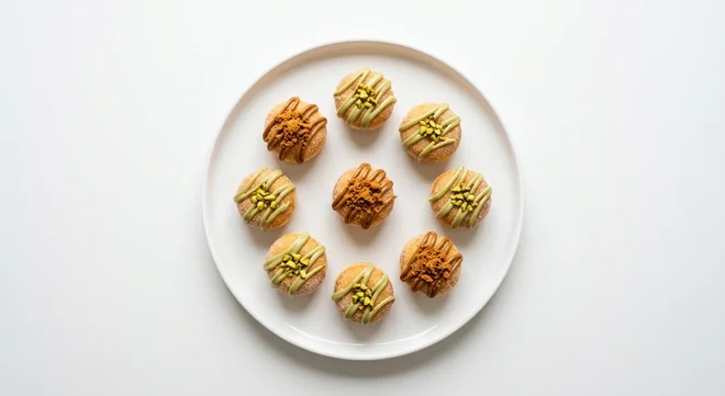 Zizzi Mixed Doughnuts x9, nine mini doughnuts, a mix of Biscoff and pistachio, nutrition and calories