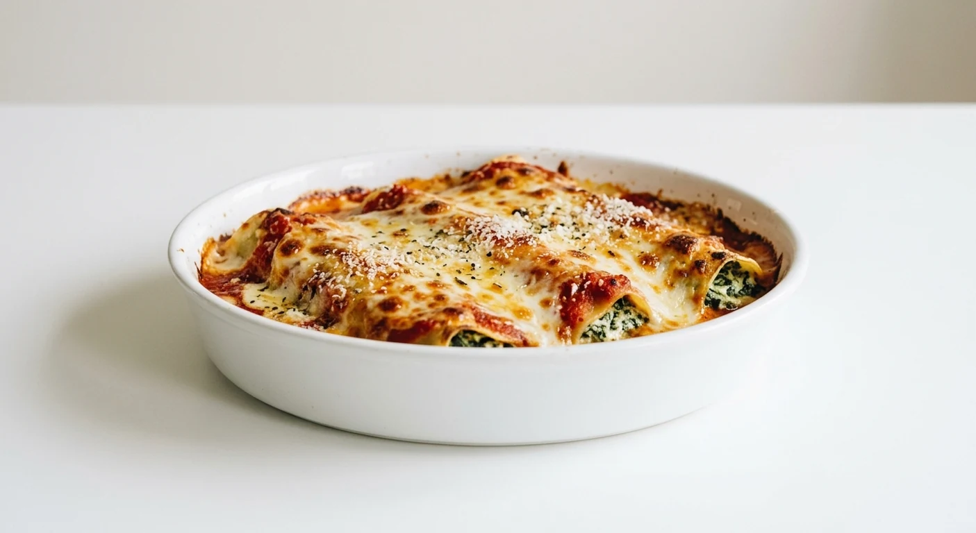 Pizza Express Cannelloni, spinach and ricotta cannelloni baked with passata, béchamel and mozzarella in a white dish, nutrition and calories