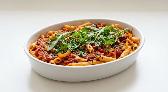 Pizza Express Peperonata, penne baked in garlic and tomato sauce with roasted peppers, chilli and rocket, nutrition and calories