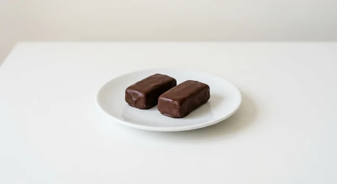 Pizza Express Dolcetti Choc Ice Bites, two mini chocolate-coated choc ices on a white plate, nutrition and calories
