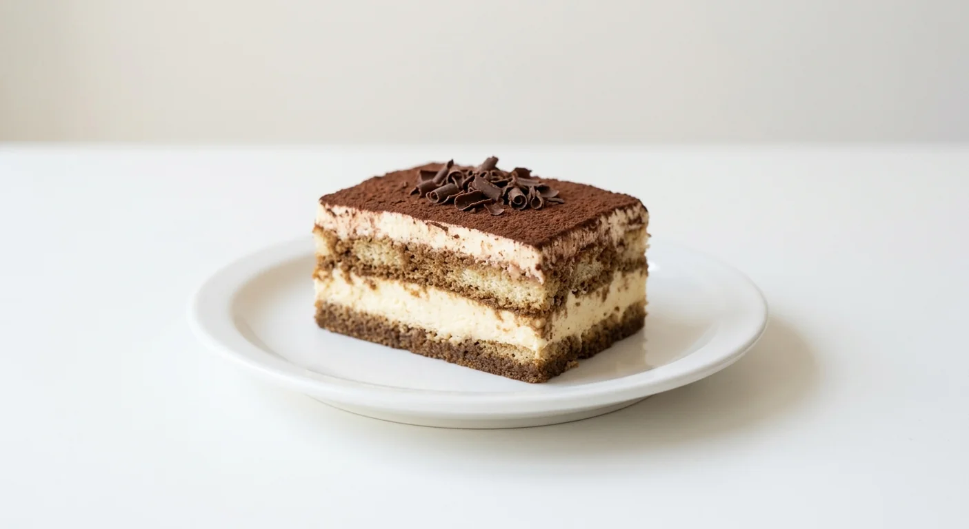 Zizzi Tiramisu, slice of tiramisu with coffee-soaked sponge, mascarpone cream, cocoa and dark chocolate shavings, nutrition and calories