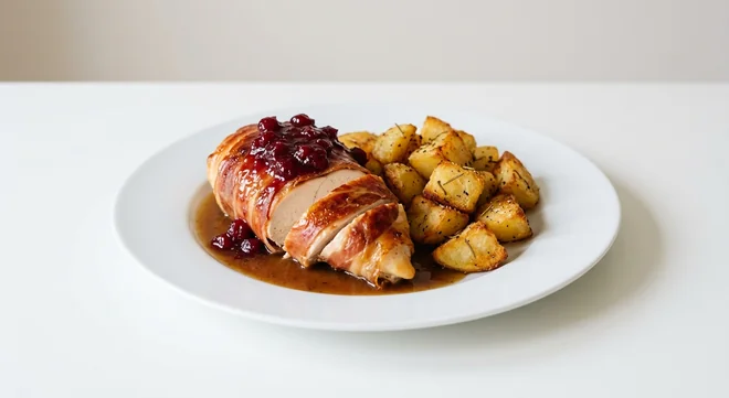 Zizzi Cranberry & Prosciutto Roast Chicken with Potatoes, prosciutto-wrapped roast chicken with cranberry, roast potatoes and gravy, nutrition and calories