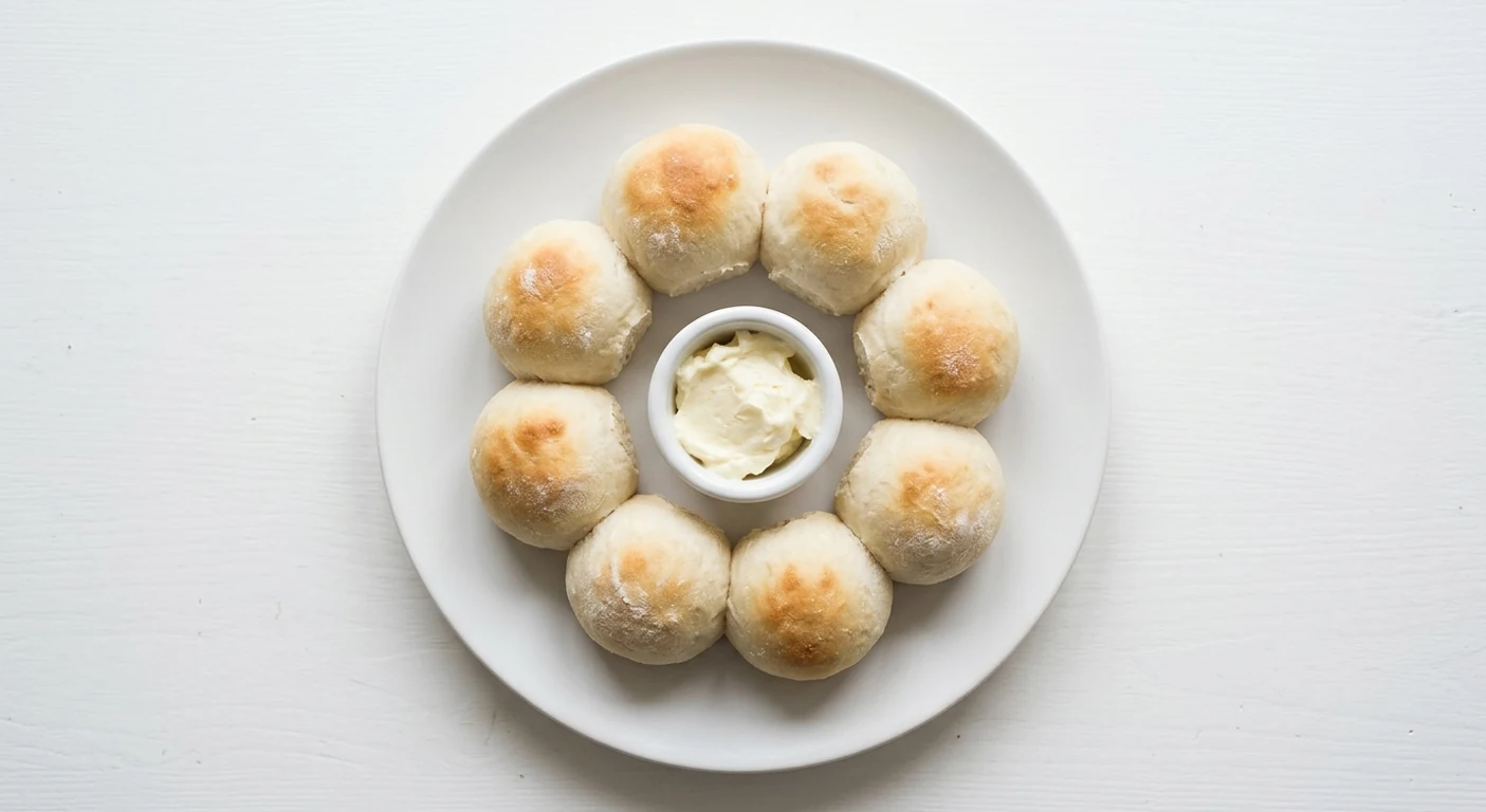 Pizza Express Breakfast Dough Balls with Butter, eight dough balls around a pot of butter on a white plate, nutrition and calories