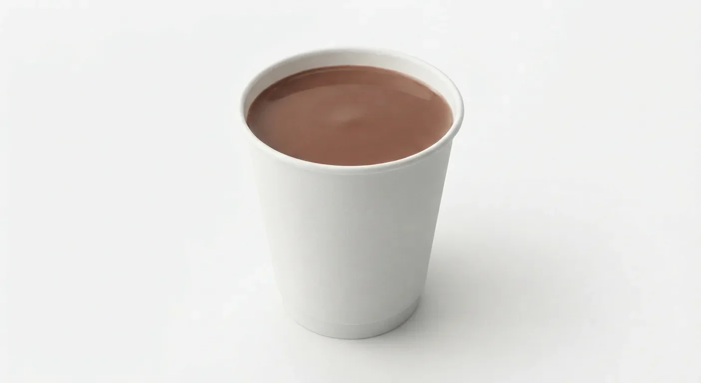 Greggs Regular Hot Chocolate, hot chocolate in a plain white paper cup, nutrition and calories