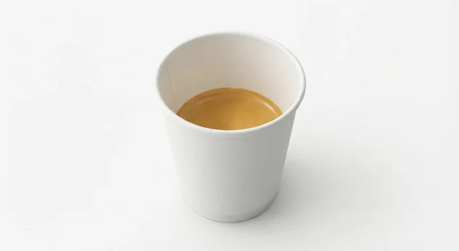Greggs Espresso, espresso with crema in a plain white paper cup, nutrition and calories