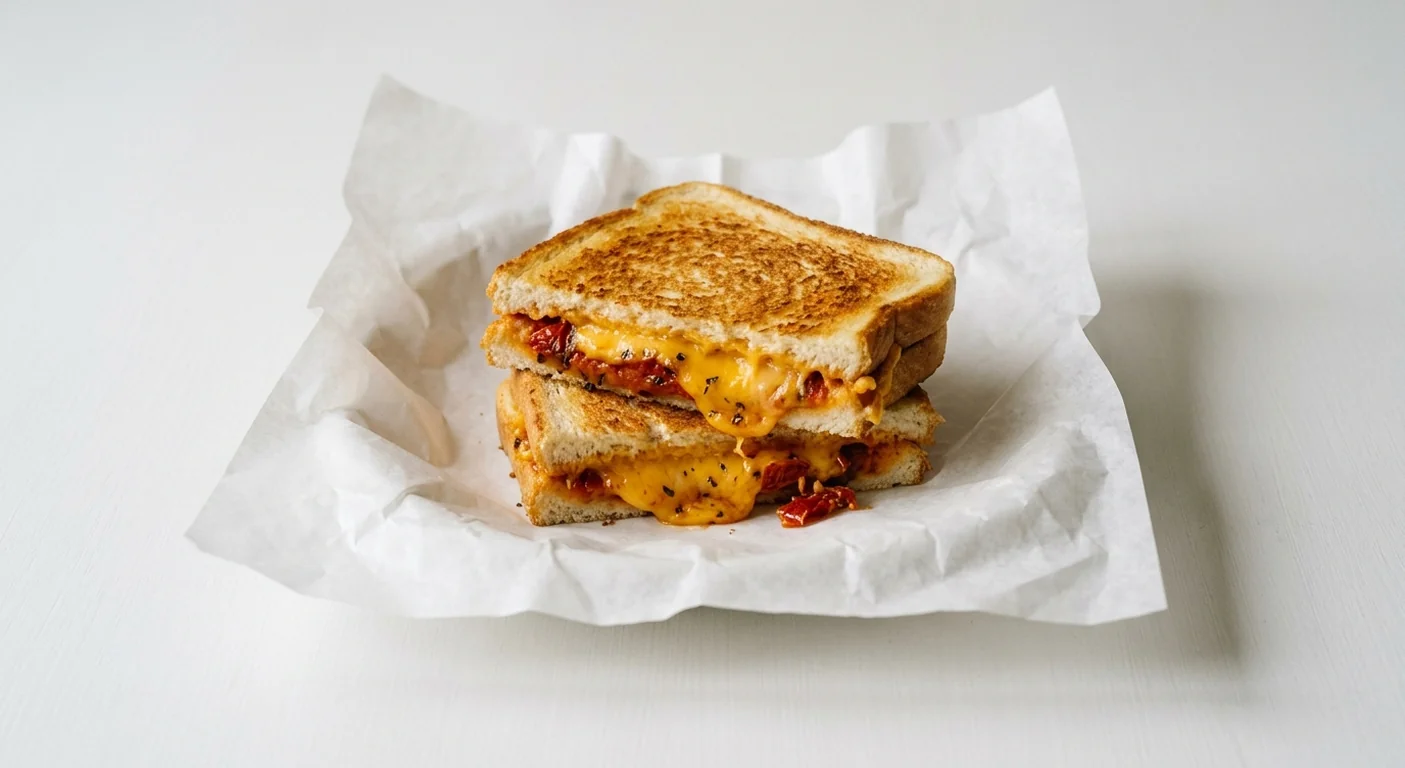 Caffè Nero Cheese and Tomato Tostati, toasted white bread sandwich cut and stacked, melted cheddar and tomato sauce, nutrition and calories