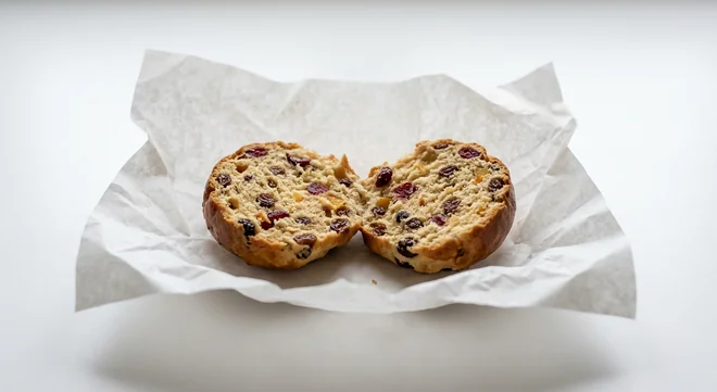 Caffè Nero Fruit Teacake, split fruited teacake showing sultanas, raisins and cranberries, nutrition and calories